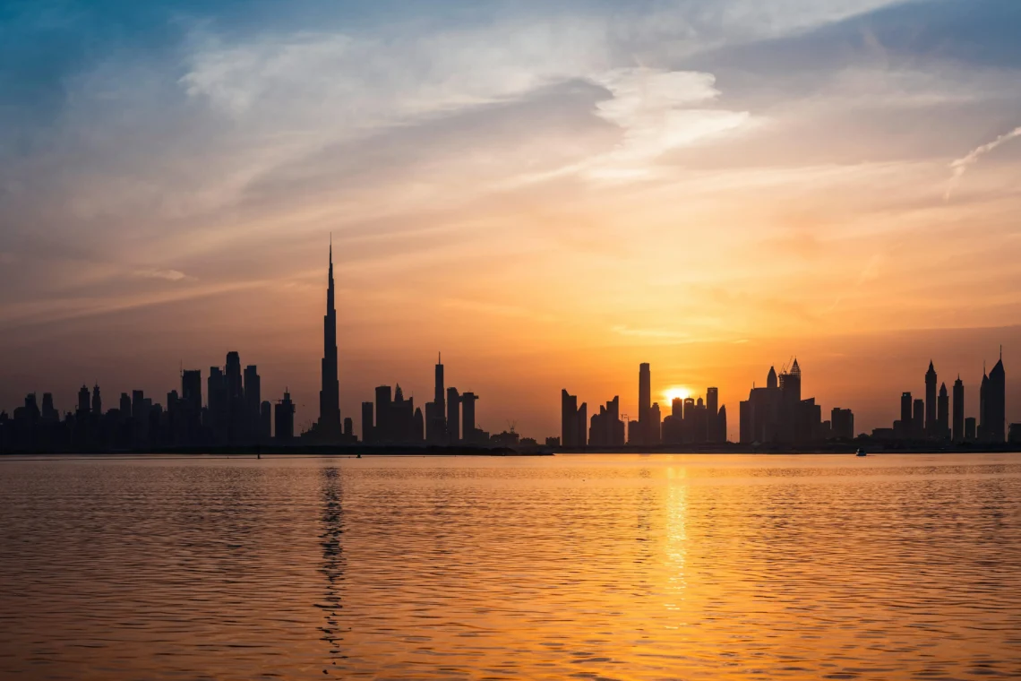Dubai skyline at sunset - Wire Image